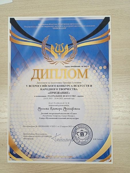 I дәрәҗә призер дипломы белән бүләкләнделәр